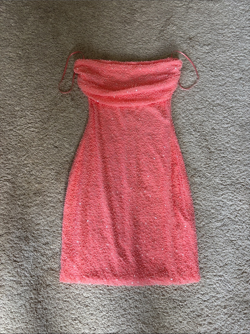 Windsor Strapless Coral Sequin Mini Dress